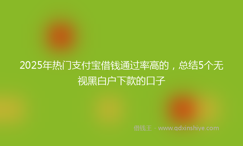 2025年热门支付宝借钱通过率高的，总结5个无视黑白户下款的口子