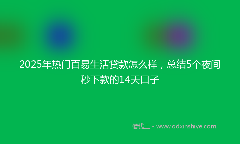 2025年热门百易生活贷款怎么样，总结5个夜间秒下款的14天口子