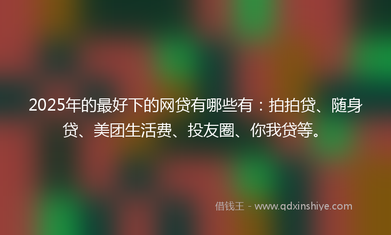 2025年的最好下的网贷有哪些有：拍拍贷、随身贷、美团生活费、投友圈、你我贷等。