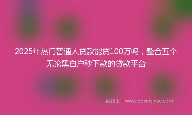 2025年热门普通人贷款能贷100万吗，整合五个无论黑白户秒下款的贷款平台