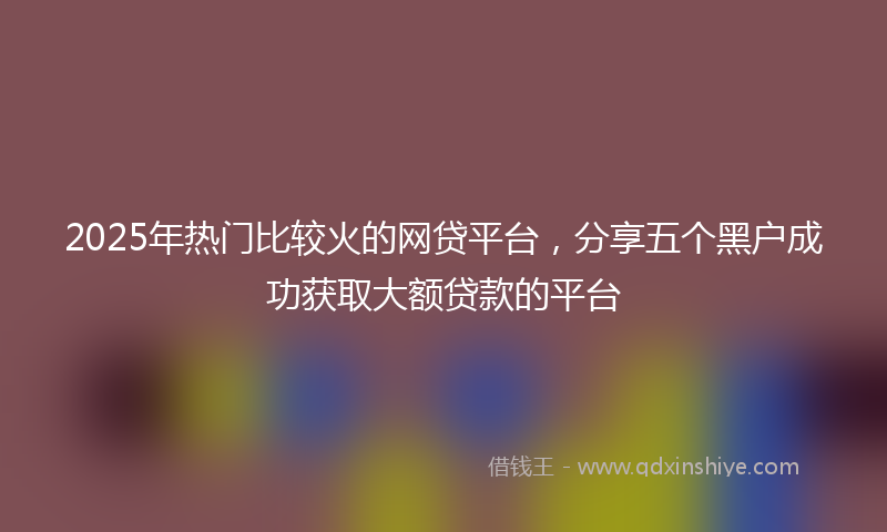 2025年热门比较火的网贷平台，分享五个黑户成功获取大额贷款的平台