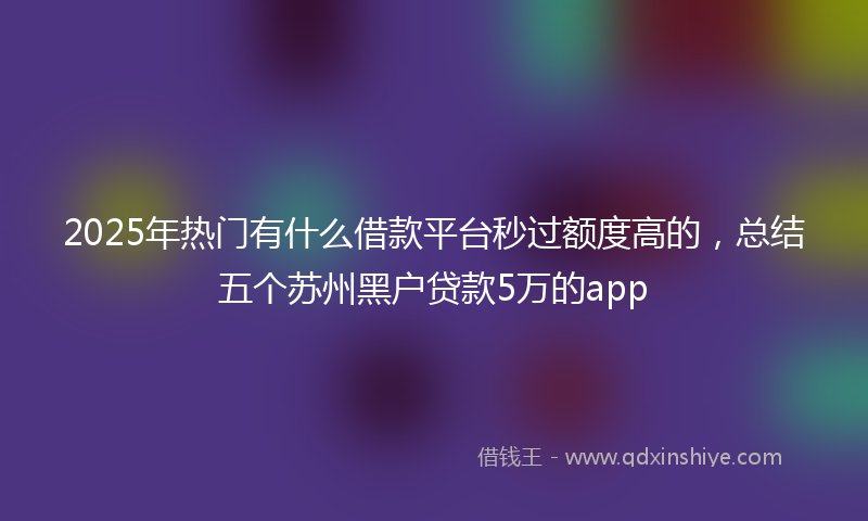 2025年热门有什么借款平台秒过额度高的，总结五个苏州黑户贷款5万的app