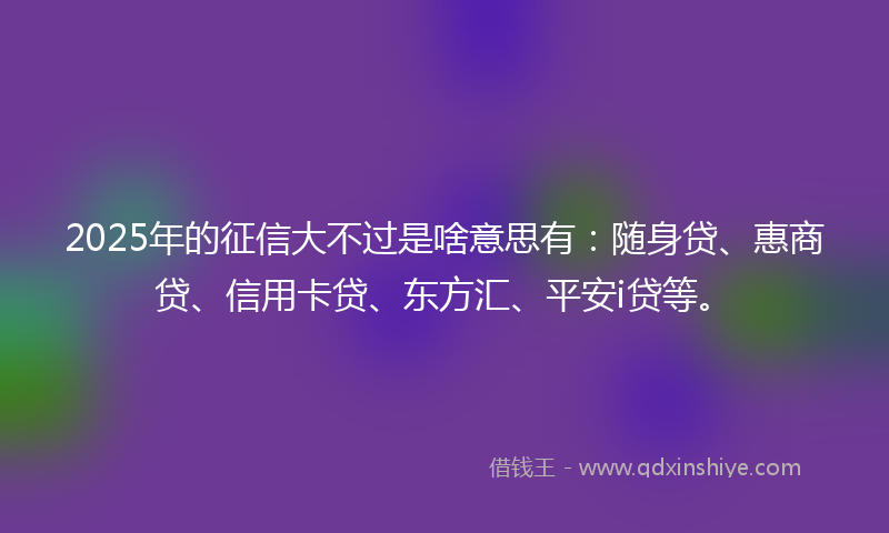 2025年的征信大不过是啥意思有：随身贷、惠商贷、信用卡贷、东方汇、平安i贷等。