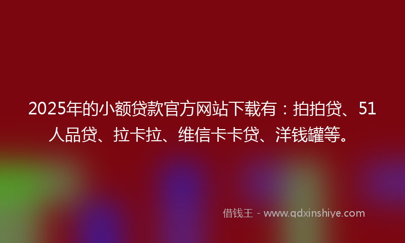 2025年的小额贷款官方网站下载有：拍拍贷、51人品贷、拉卡拉、维信卡卡贷、洋钱罐等。