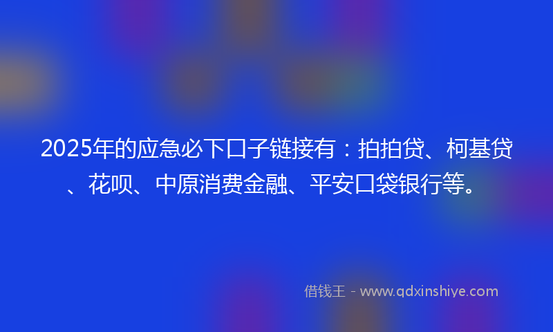 2025年的应急必下口子链接有：拍拍贷、柯基贷、花呗、中原消费金融、平安口袋银行等。