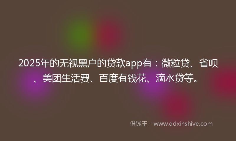 2025年的无视黑户的贷款app有：微粒贷、省呗、美团生活费、百度有钱花、滴水贷等。
