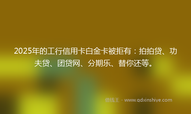 2025年的工行信用卡白金卡被拒有：拍拍贷、功夫贷、团贷网、分期乐、替你还等。