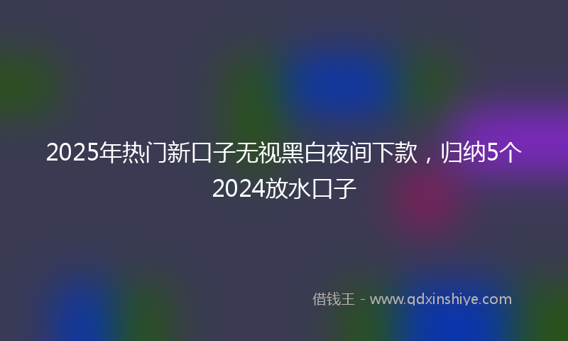 2025年热门新口子无视黑白夜间下款，归纳5个2024放水口子