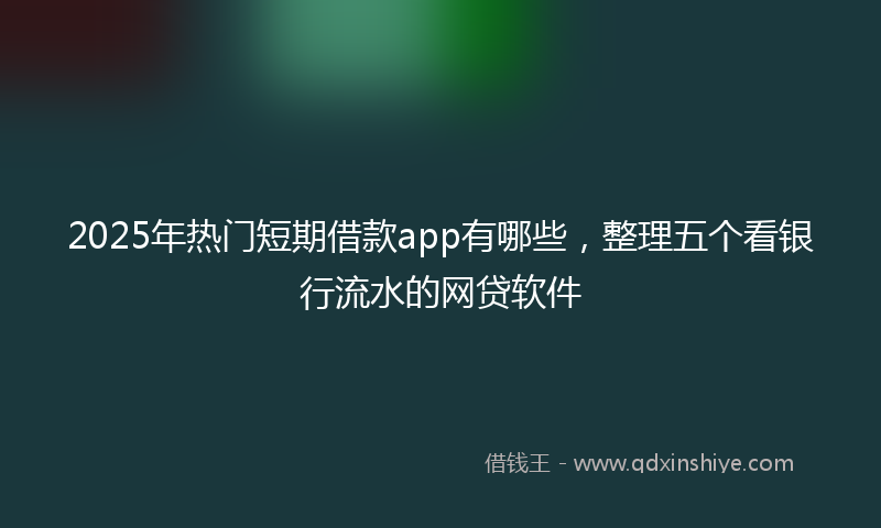 2025年热门短期借款app有哪些，整理五个看银行流水的网贷软件
