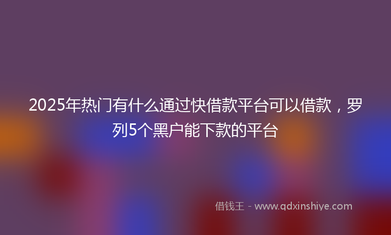 2025年热门有什么通过快借款平台可以借款，罗列5个黑户能下款的平台