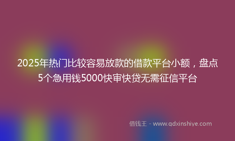 2025年热门比较容易放款的借款平台小额，盘点5个急用钱5000快审快贷无需征信平台