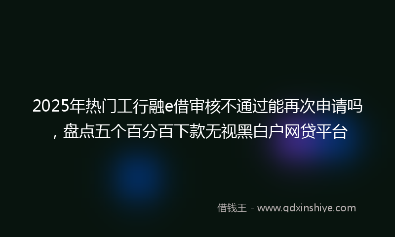 2025年热门工行融e借审核不通过能再次申请吗，盘点五个百分百下款无视黑白户网贷平台