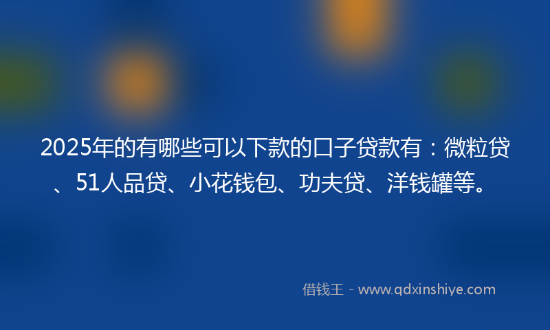 2025年的有哪些可以下款的口子贷款有：微粒贷、51人品贷、小花钱包、功夫贷、洋钱罐等。