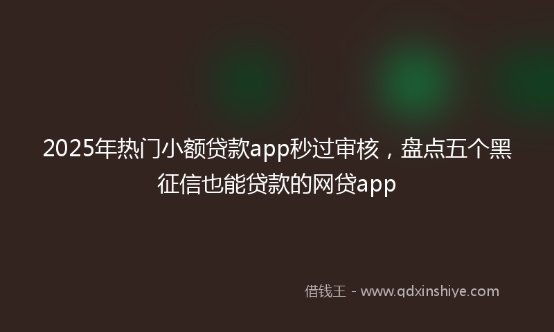 2025年热门小额贷款app秒过审核，盘点五个黑征信也能贷款的网贷app