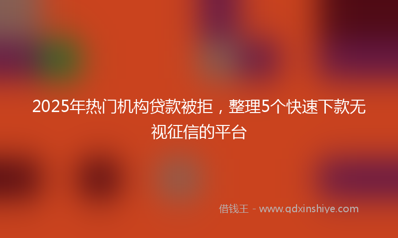 2025年热门机构贷款被拒，整理5个快速下款无视征信的平台