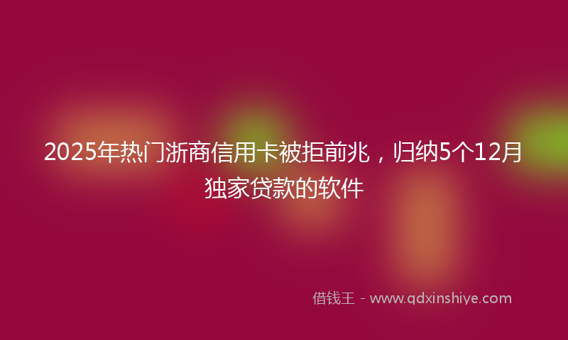 2025年热门浙商信用卡被拒前兆，归纳5个12月独家贷款的软件