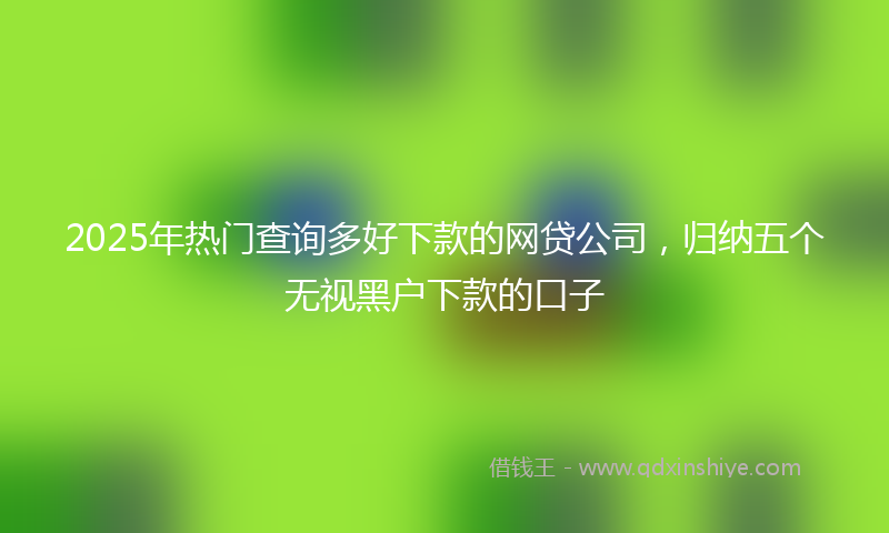 2025年热门查询多好下款的网贷公司，归纳五个无视黑户下款的口子