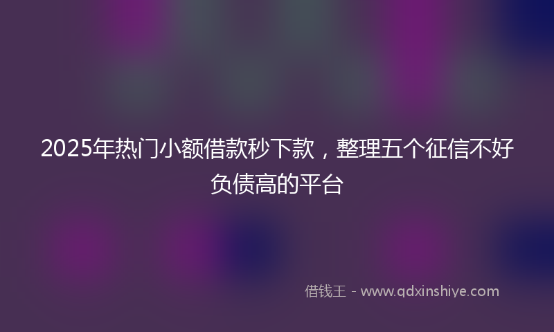 2025年热门小额借款秒下款，整理五个征信不好负债高的平台