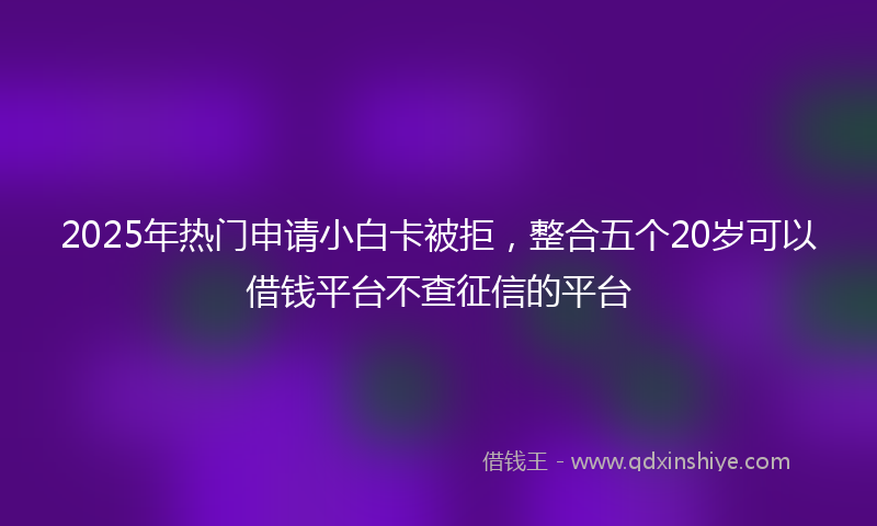 2025年热门申请小白卡被拒，整合五个20岁可以借钱平台不查征信的平台