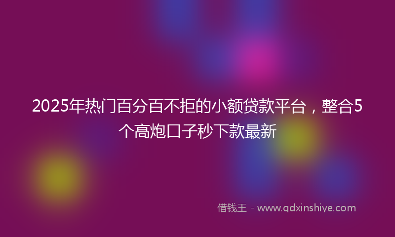 2025年热门百分百不拒的小额贷款平台，整合5个高炮口子秒下款最新