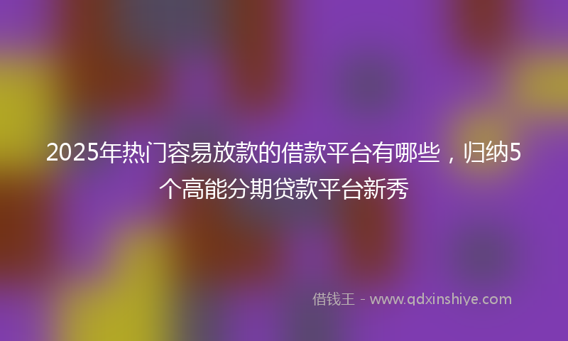 2025年热门容易放款的借款平台有哪些，归纳5个高能分期贷款平台新秀
