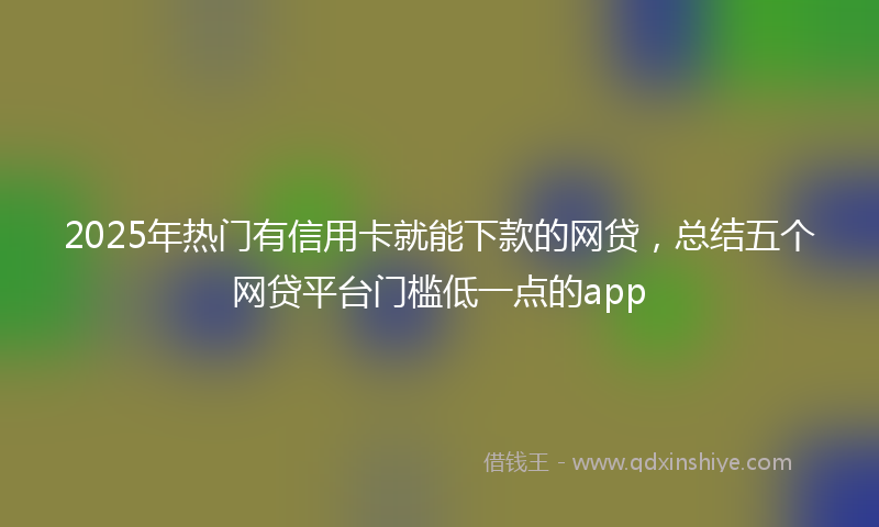 2025年热门有信用卡就能下款的网贷，总结五个网贷平台门槛低一点的app