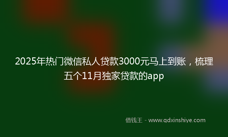 2025年热门微信私人贷款3000元马上到账，梳理五个11月独家贷款的app