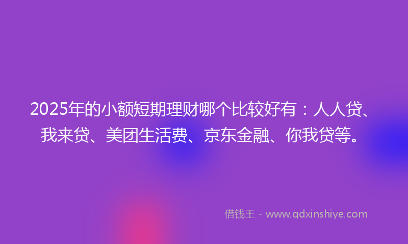2025年的小额短期理财哪个比较好有：人人贷、我来贷、美团生活费、京东金融、你我贷等。