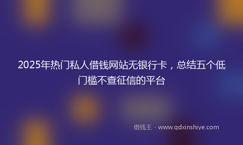 2025年热门私人借钱网站无银行卡，总结五个低门槛不查征信的平台