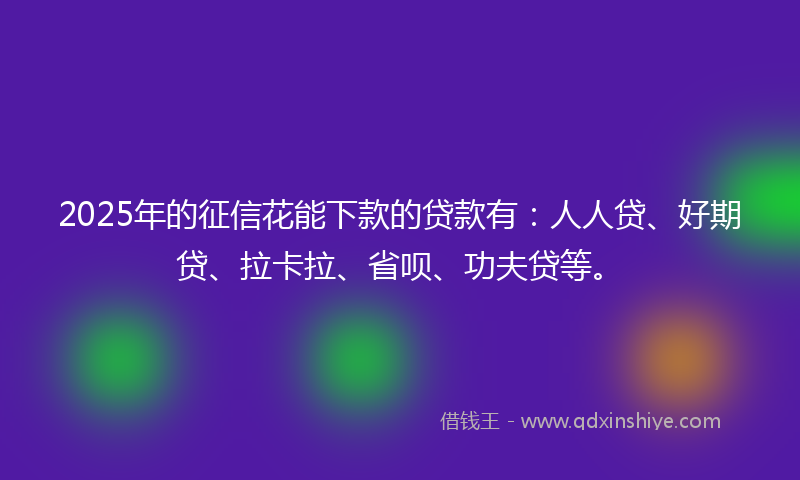 2025年的征信花能下款的贷款有：人人贷、好期贷、拉卡拉、省呗、功夫贷等。