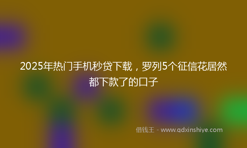 2025年热门手机秒贷下载，罗列5个征信花居然都下款了的口子