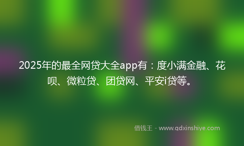 2025年的最全网贷大全app有：度小满金融、花呗、微粒贷、团贷网、平安i贷等。