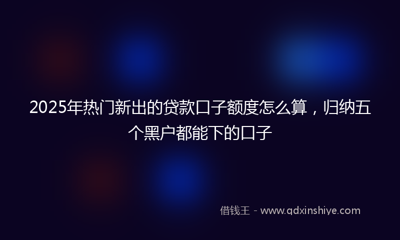 2025年热门新出的贷款口子额度怎么算，归纳五个黑户都能下的口子