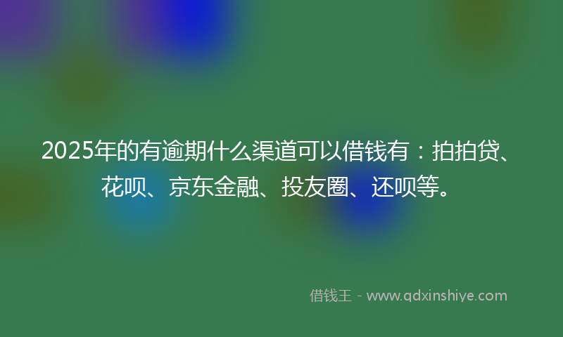 2025年的有逾期什么渠道可以借钱有：拍拍贷、花呗、京东金融、投友圈、还呗等。