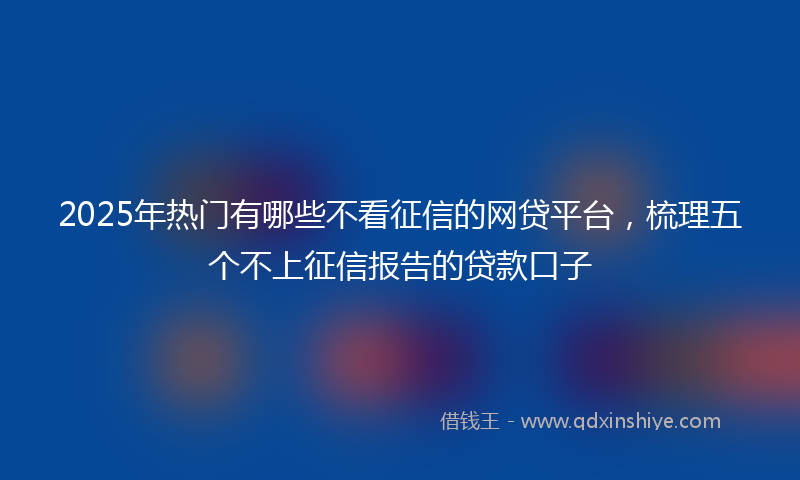 2025年热门有哪些不看征信的网贷平台，梳理五个不上征信报告的贷款口子