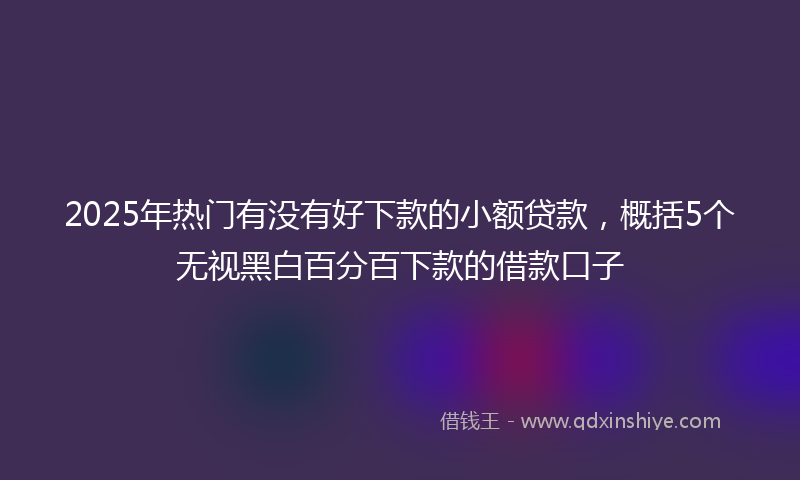2025年热门有没有好下款的小额贷款，概括5个无视黑白百分百下款的借款口子