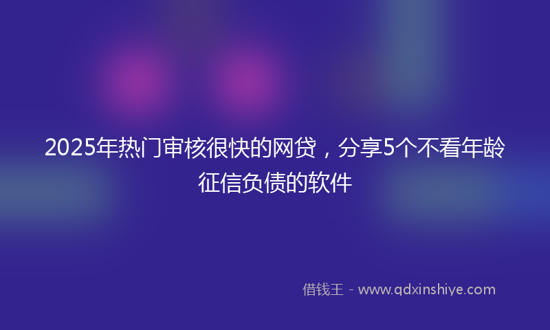 2025年热门审核很快的网贷，分享5个不看年龄征信负债的软件