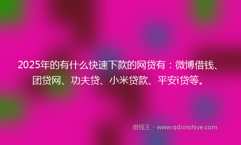 2025年的有什么快速下款的网贷有：微博借钱、团贷网、功夫贷、小米贷款、平安i贷等。