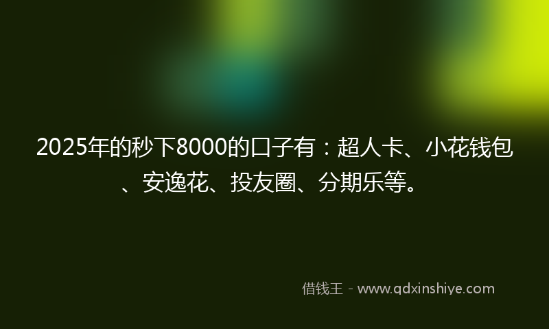 2025年的秒下8000的口子有：超人卡、小花钱包、安逸花、投友圈、分期乐等。