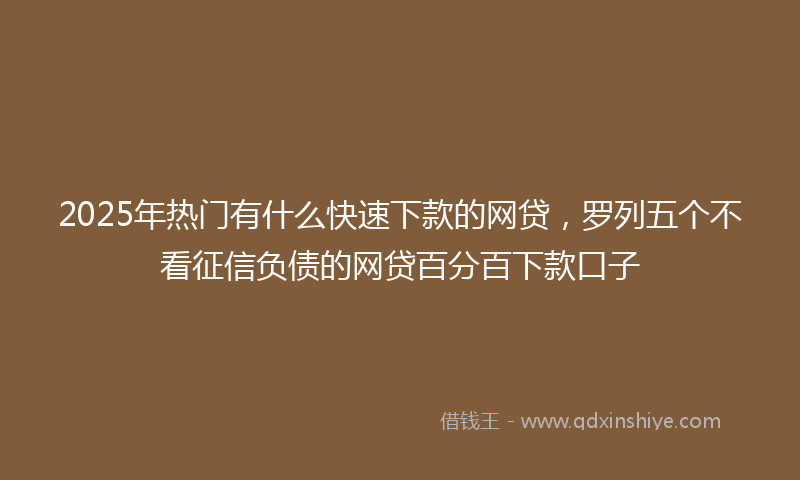 2025年热门有什么快速下款的网贷，罗列五个不看征信负债的网贷百分百下款口子