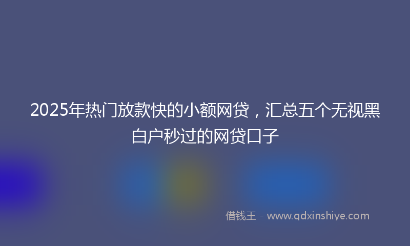 2025年热门放款快的小额网贷，汇总五个无视黑白户秒过的网贷口子