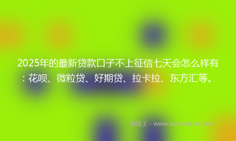 2025年的最新贷款口子不上征信七天会怎么样有：花呗、微粒贷、好期贷、拉卡拉、东方汇等。