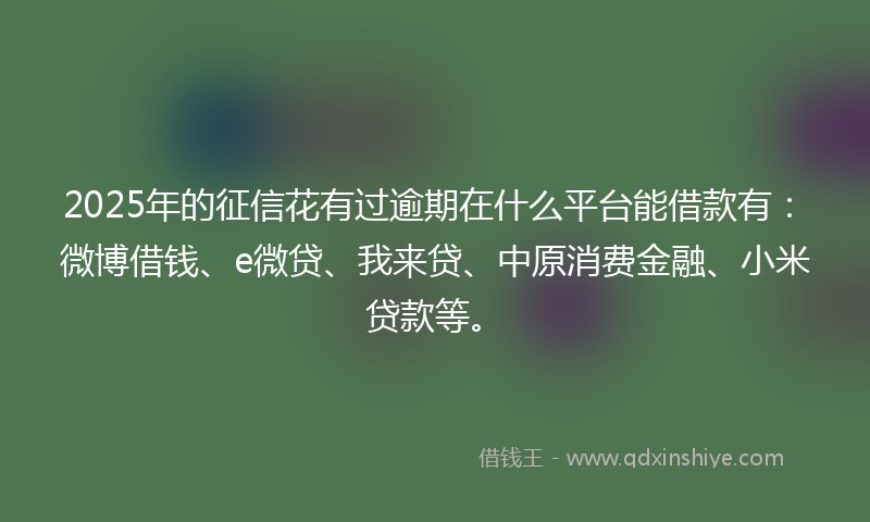2025年的征信花有过逾期在什么平台能借款有：微博借钱、e微贷、我来贷、中原消费金融、小米贷款等。
