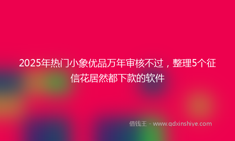 2025年热门小象优品万年审核不过，整理5个征信花居然都下款的软件