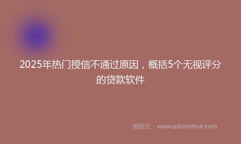 2025年热门授信不通过原因，概括5个无视评分的贷款软件