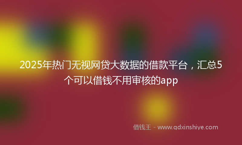 2025年热门无视网贷大数据的借款平台，汇总5个可以借钱不用审核的app