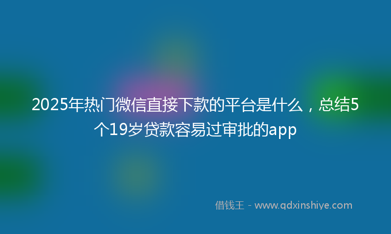 2025年热门微信直接下款的平台是什么，总结5个19岁贷款容易过审批的app