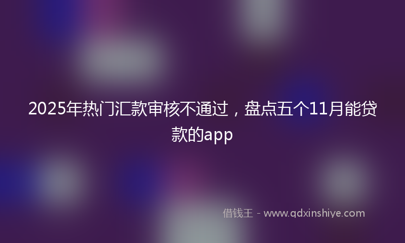 2025年热门汇款审核不通过，盘点五个11月能贷款的app