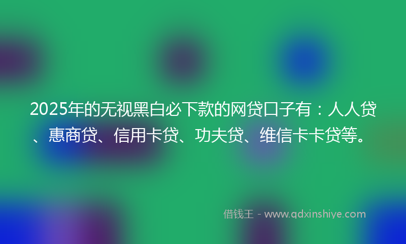 2025年的无视黑白必下款的网贷口子有：人人贷、惠商贷、信用卡贷、功夫贷、维信卡卡贷等。