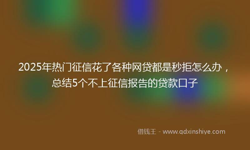 2025年热门征信花了各种网贷都是秒拒怎么办，总结5个不上征信报告的贷款口子
